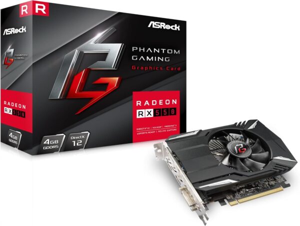 Asrock RX550 Phantom Gaming 4G 4GB DDR5 DVI HDMI DP 1100Mhz Clock