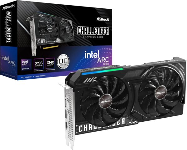ASRock Intel ARC B580 Challenger 12GB OC GDDR6 19 Gbps 192 Bits 2740 MHz 650W 7680 x 4320 Dual Fan Graphics Card